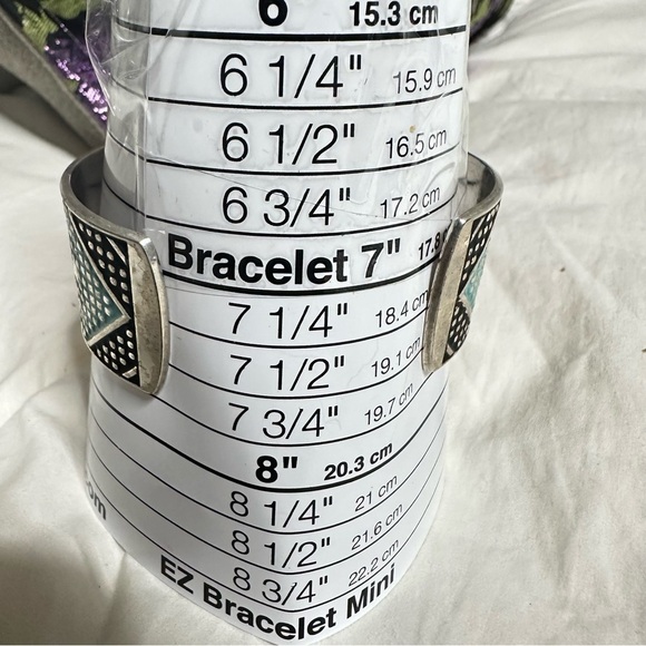 Montana Silversmiths Silver and Black Cuff Bracelet with Turquoise Accent. Solid - Picture 9 of 13